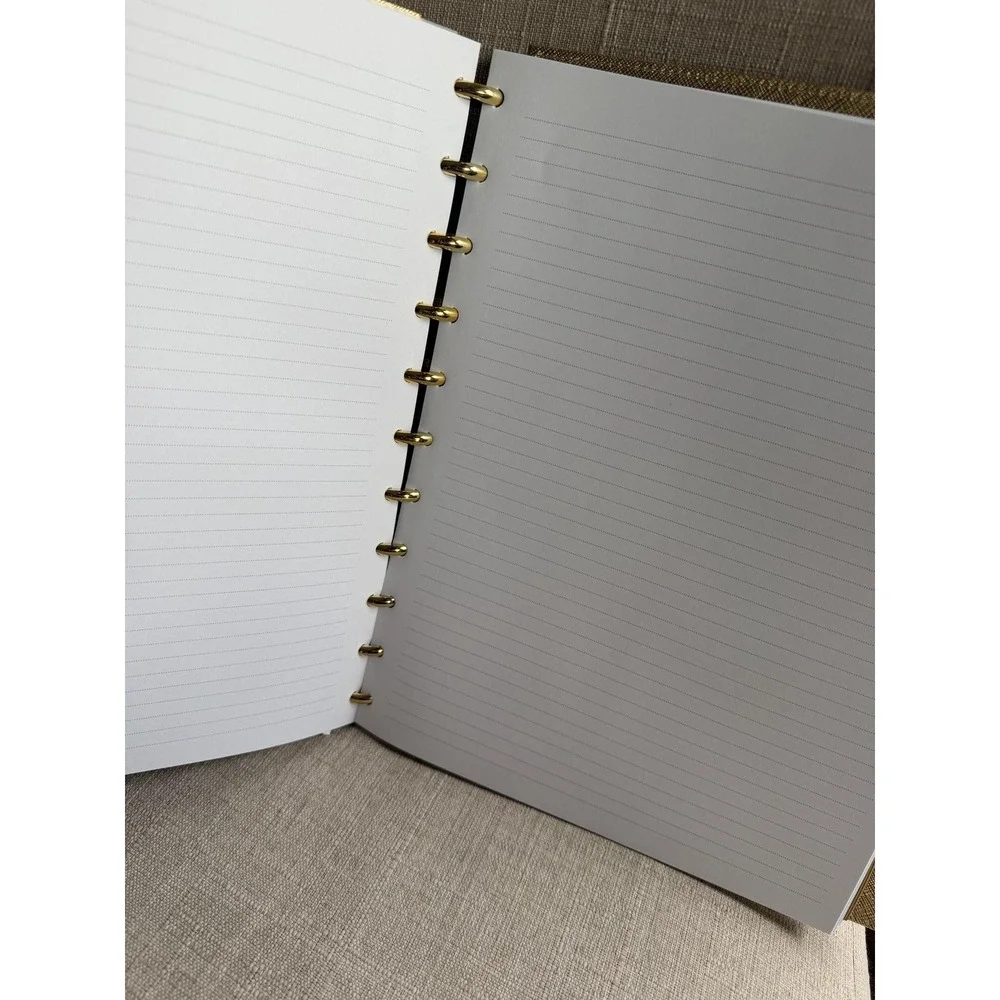 Martha Stewart Gold Faux Leather Discbound Planner Large Notebook Organizer Desk